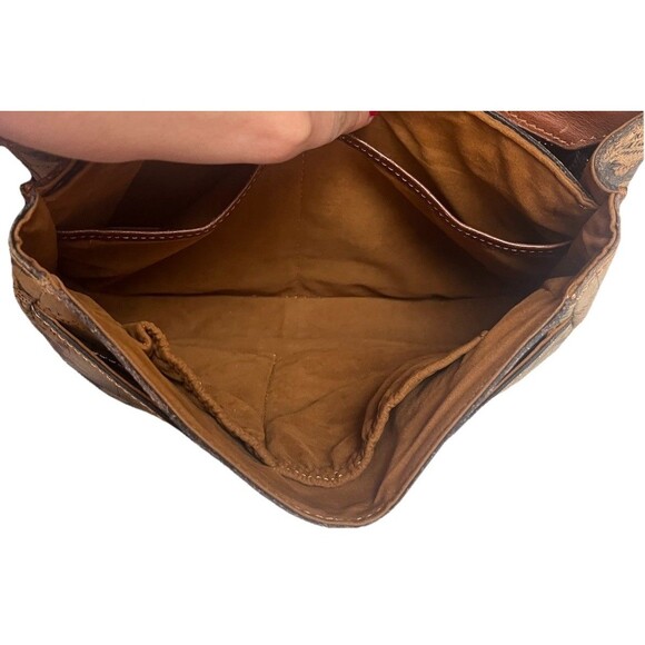 Patricia Nash Saddle Bag Tan European Map London Genuine Leather Crossbody Purse - Picture 12 of 16